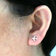 Load image into Gallery viewer, Silver Plane Stud Earring
