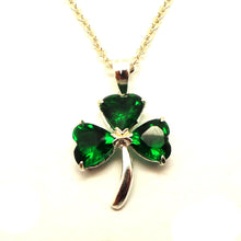 Load image into Gallery viewer, Silver Irish Green Silver Shamrock Necklace
