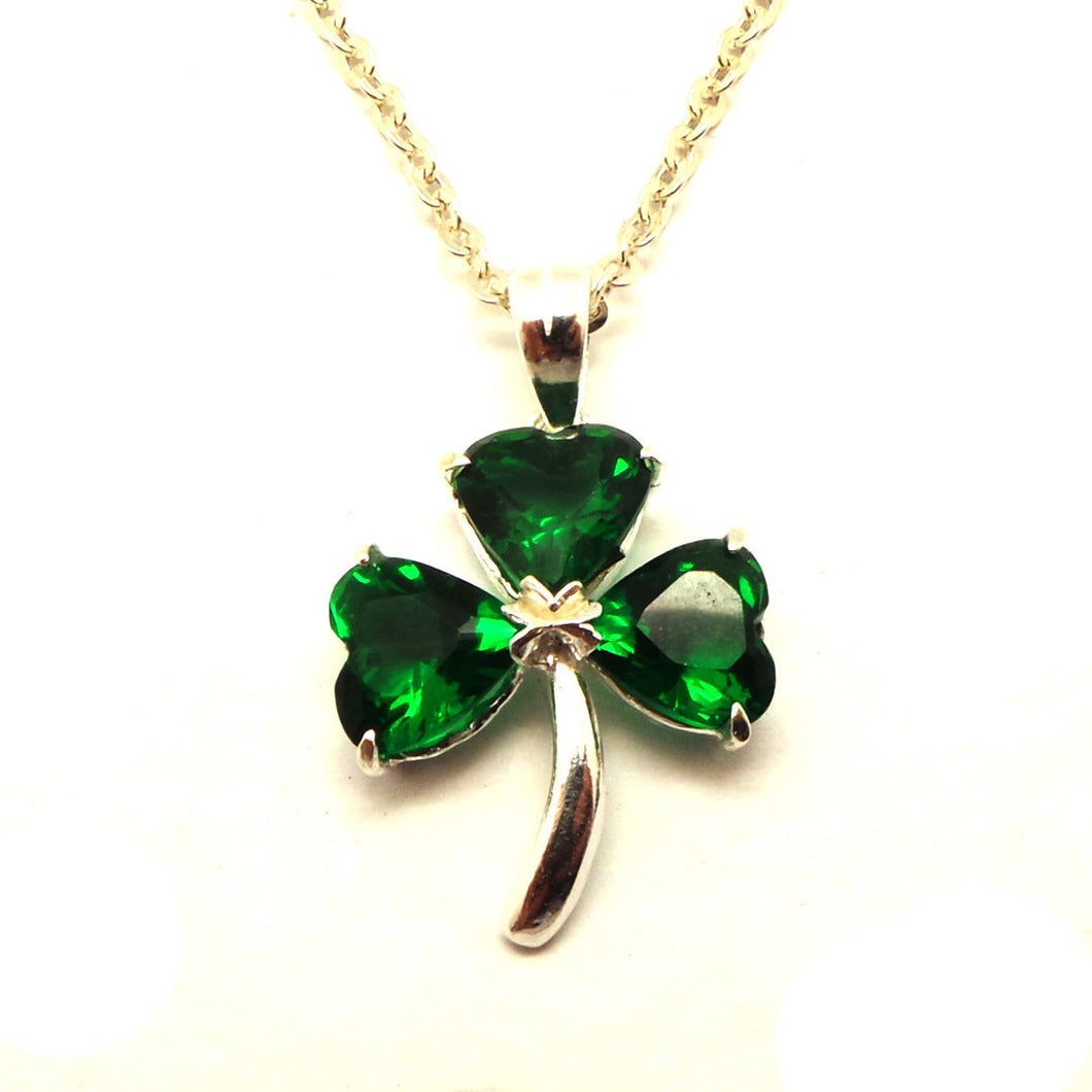 Silver Irish Green Silver Shamrock Necklace