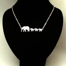 Load image into Gallery viewer, Silver Mother and 3 Daughters Elephant Necklace
